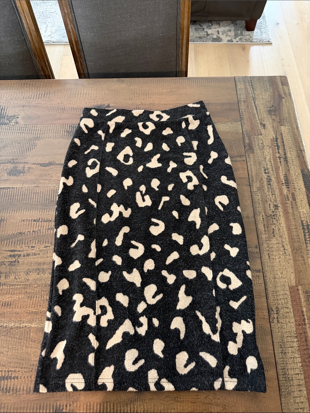 Maeve Black and Cream Leopard-Print Pencil Skirt